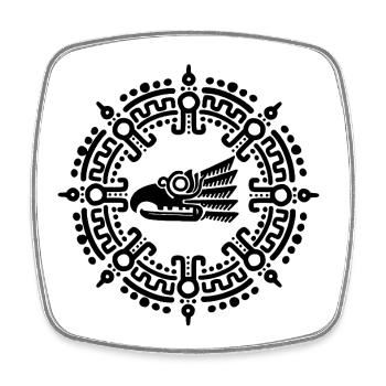 Schwarzes aztekisches Symbol - Viereckiger Kühlschrankmagnet - Weiß - Vorne