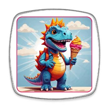 Süßer Dino mit Eiszauber - Square fridge magnet - white - Front
