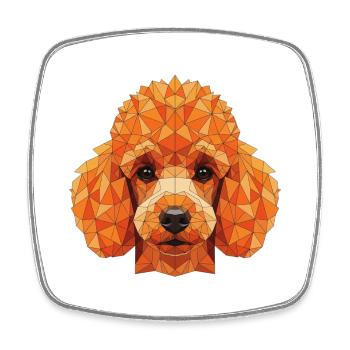 Orange Geometrischer Pudel - Viereckiger Kühlschrankmagnet - Weiß - Vorne