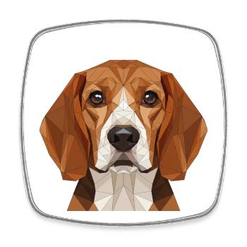 Polygon Beagle Portrait - Square fridge magnet - white - Front