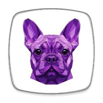 Purple polygon dog - Square fridge magnet - white - Front
