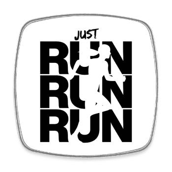Just Run, Run Run Run, Jogger, Race, Runner - Square fridge magnet - white - Front