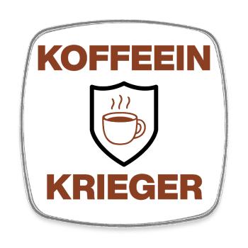 Koffein Krieger, bereit für jede Schlacht im Job - Viereckiger Kühlschrankmagnet - Weiß - Vorne