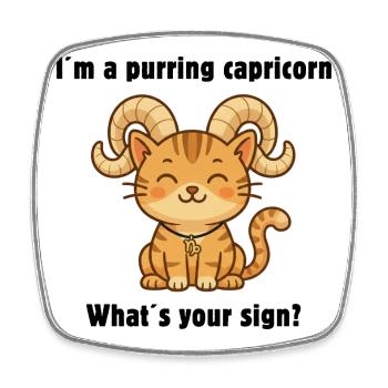 Chat Capricorne adorable – un signe du zodiaque charmant - Magnet carré - blanc - Devant