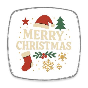 Fröhliche Weihnachten Retro Schriftzug - Viereckiger Kühlschrankmagnet - Weiß - Vorne