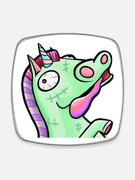 Crazy Pastel Zombie Unicorn - Square fridge magnet - white