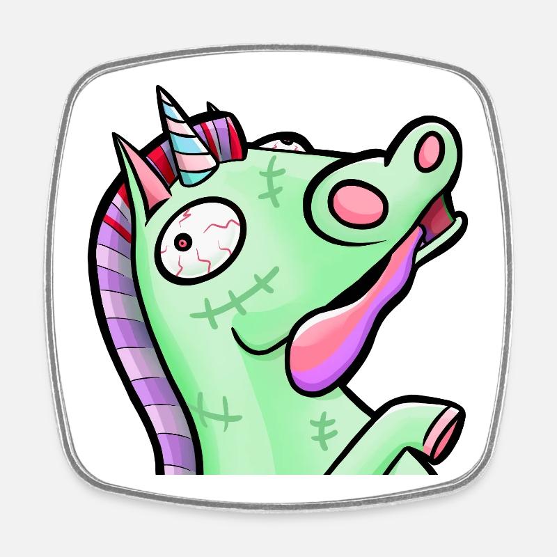 Licorne zombie Pastel Déjantée - Magnet carré - blanc