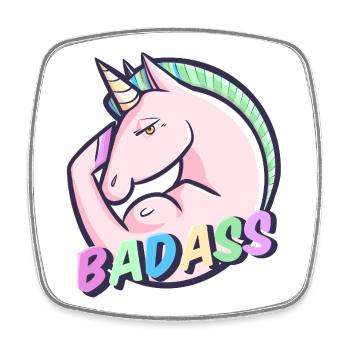 Badass Pastel Unicorn Rainbow - Square fridge magnet - white - Front