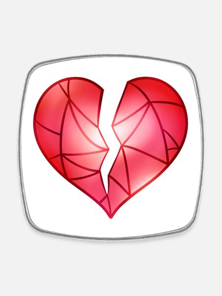 Broken Red Heart - Square fridge magnet - white