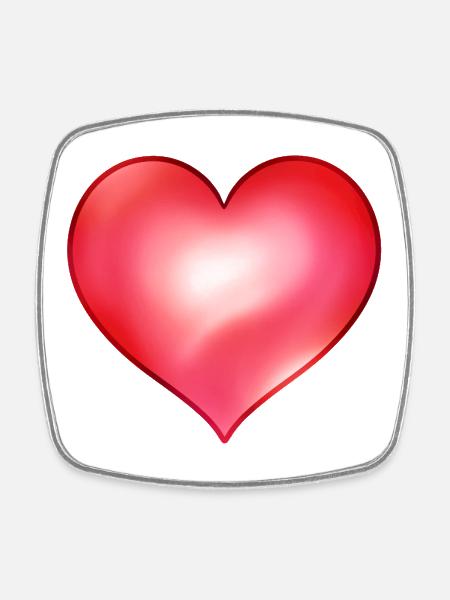 Red heart with luminous gradient - Square fridge magnet - white