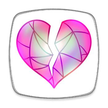 Broken Pink Heart - Square fridge magnet - white - Front