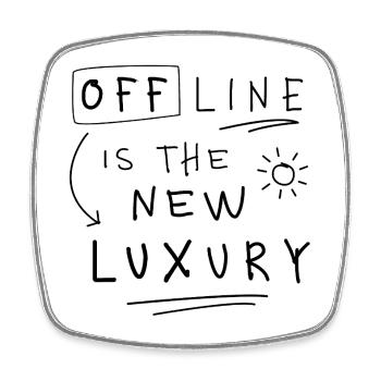 Offline Is The New Luxury Minimal Spruch - Viereckiger Kühlschrankmagnet - Weiß - Vorne