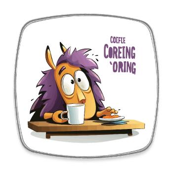 Coffee hedgehog in the morning - Square fridge magnet - white - Front