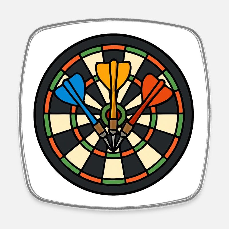 Dartboard Motif: Color Printing - Square fridge magnet - white