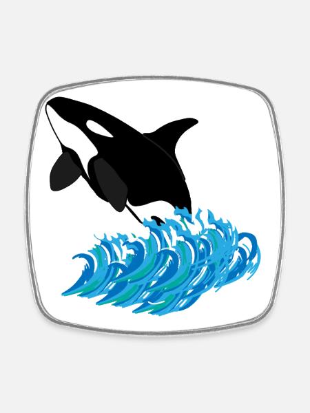 Orca Print - Square fridge magnet - white