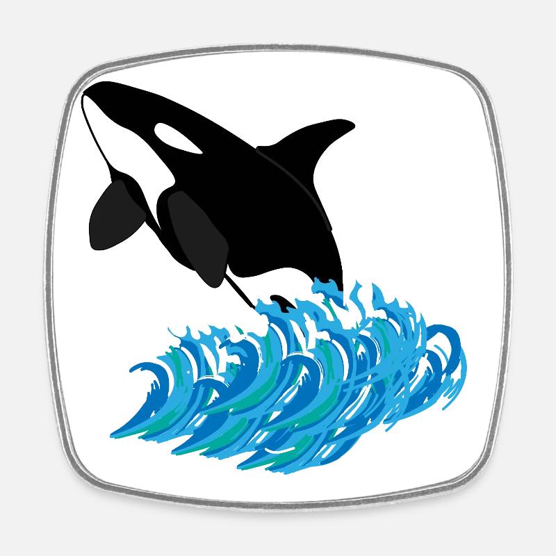 Orca Print - Square fridge magnet - white