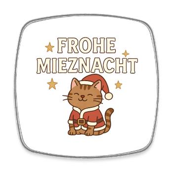 Joyeuse Nuit de chaton – Motif de Noël drôle de chat - Magnet carré - blanc - Devant