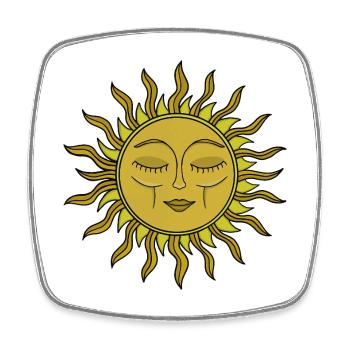 Vintage-Kunst im mystischen Boho-Stil mit himmlischer Sonne - Viereckiger Kühlschrankmagnet - Weiß - Vorne