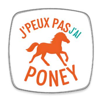 J'peux pas j'ai Poney Silhouette - Magnet carré - blanc - Devant