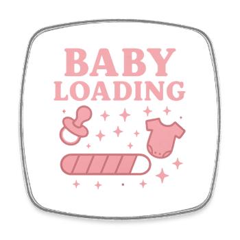 Baby Loading Grafik – Schnuller & Windel Sterne - Viereckiger Kühlschrankmagnet - Weiß - Vorne