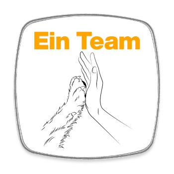 Ein Team – Mensch & Hund, Pfote, Hundeliebe - Viereckiger Kühlschrankmagnet - Weiß - Vorne