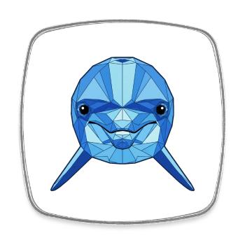 Geometrischer Blauer Delfin - Viereckiger Kühlschrankmagnet - Weiß - Vorne