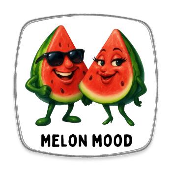 Humeur du melon : Duo pastèques heureux - Magnet carré - blanc - Devant