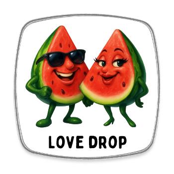 Love Drop Wassermelonen Duo - Viereckiger Kühlschrankmagnet - Weiß - Vorne