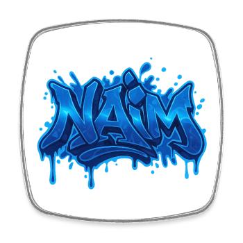 Graffiti NAIM Name Gift Ideal Printable On - Square fridge magnet - white - Front