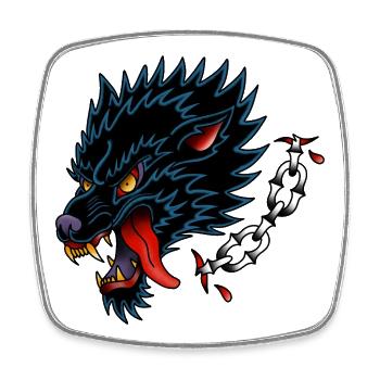 Style de tatouage à l’ancienne Black Wolf - Magnet carré - blanc - Devant