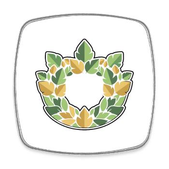 Blätterkranz Lorbeer Natur Wappen - Viereckiger Kühlschrankmagnet - Weiß - Vorne