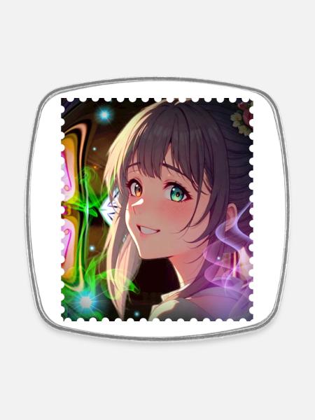 Magical Neon Dream Heroine - Square fridge magnet - white