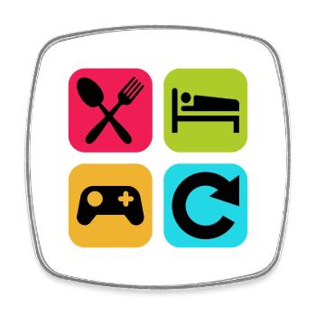 Essen, schlafen, spielen, wiederholen, lustiges Zitat, Gamer, - Viereckiger Kühlschrankmagnet - Weiß - Vorne