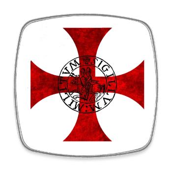 Templerkreuz – Kreuz pattée und Siegel - Viereckiger Kühlschrankmagnet - Weiß - Vorne