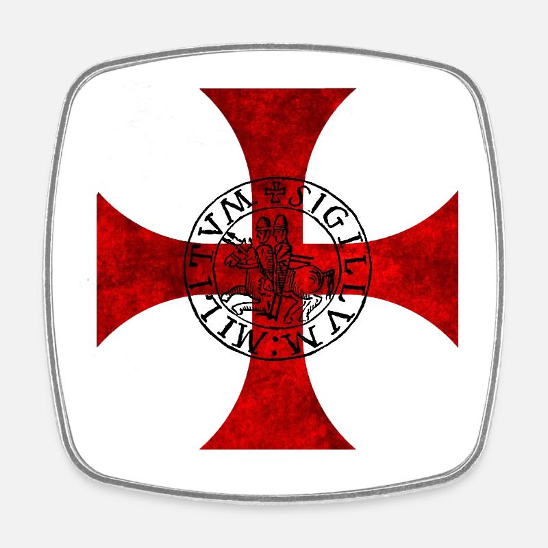 Templar Cross – Cross pattée and seal - Square fridge magnet - white
