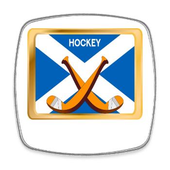 Hockey écossais - Magnet carré - blanc - Devant