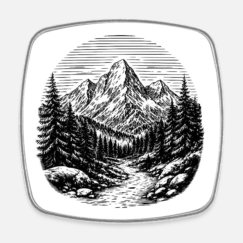 Path through the forest - Square fridge magnet - white
