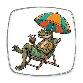 Stranddino im Tropenlook - Viereckiger Kühlschrankmagnet - Weiß - Vorne