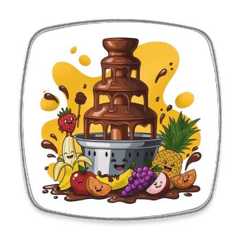 Chocolate Fountain Fruit Parade - Square fridge magnet - white - Front