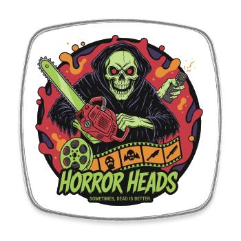 Horror Heads Sensenmann mit Kettensäge - Viereckiger Kühlschrankmagnet - Weiß - Vorne