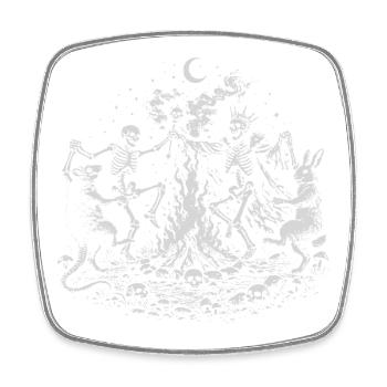 Moonlit Skeleton, king, rabbit nad ra Dance Circle - Square fridge magnet - white - Front