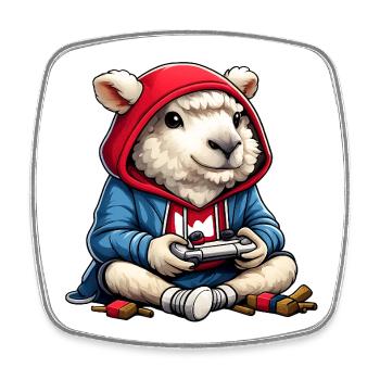 Gamer Sheep Hoodie Charm - Square fridge magnet - white - Front