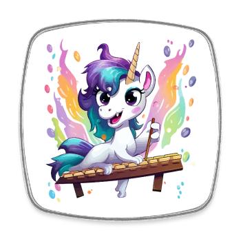 Regenbogen Einhorn Klangzauber - Viereckiger Kühlschrankmagnet - Weiß - Vorne