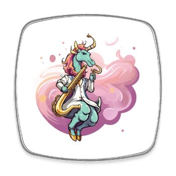Pastell Unicorn Saxophonist - Viereckiger Kühlschrankmagnet - Weiß - Vorne