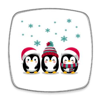 Drei Pinguine mit Weihnachtsmützen - Viereckiger Kühlschrankmagnet - Weiß - Vorne