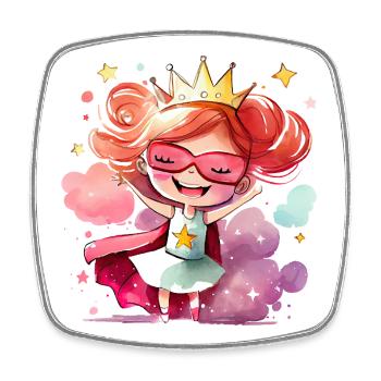 Superheroine Princess - Brave Girl - Square fridge magnet - white - Front