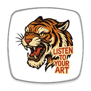 Tiger Roar: Listen to Your Art - Viereckiger Kühlschrankmagnet - Weiß - Vorne