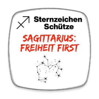 Sternzeichen Schütze – Freiheit first - Viereckiger Kühlschrankmagnet - Weiß - Vorne