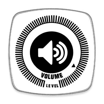 Bouton de niveau de volume - Magnet carré - blanc - Devant