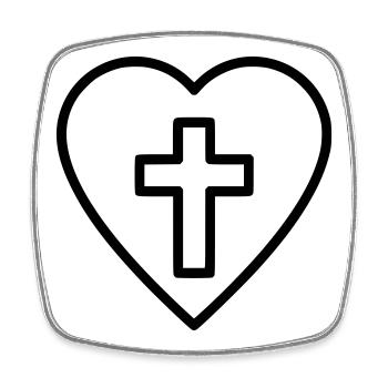 Heart with Cross Love Faith Vector - Square fridge magnet - white - Front
